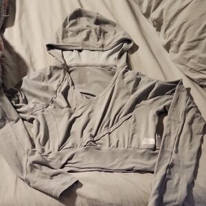 The North Face Light Gray Hooded Wrap Top